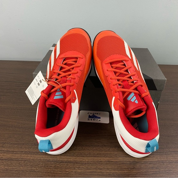 ADIDAS COURTFLASH SPEED TENNIS SHOES Preloved Red Cloud White HQ8483 Men’s Sz - Picture 6 of 11